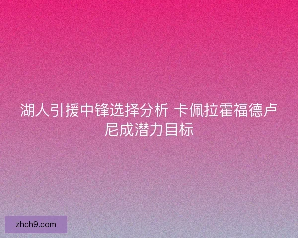 湖人引援中锋选择分析 卡佩拉霍福德卢尼成潜力目标